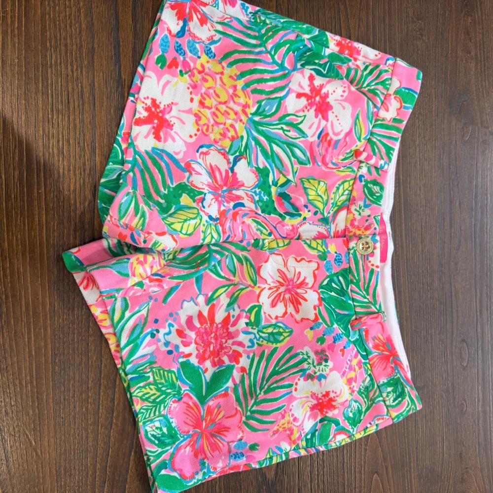 Lilly Pulitzer Pink and Green Floral Shorts